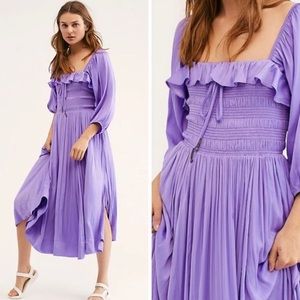 Beautiful bright purple midi dress!